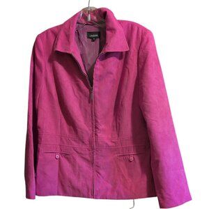 LINDOR Jacket Office Suit Pink Suit Blazer in a Suede with Pockets Full zip up